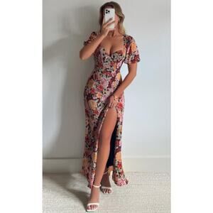 SHOWPO Lorie Floral Cut Out Tie Back Maxi Dress